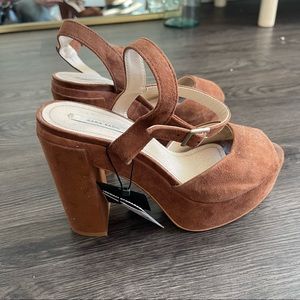 Zara brown suede platform heels